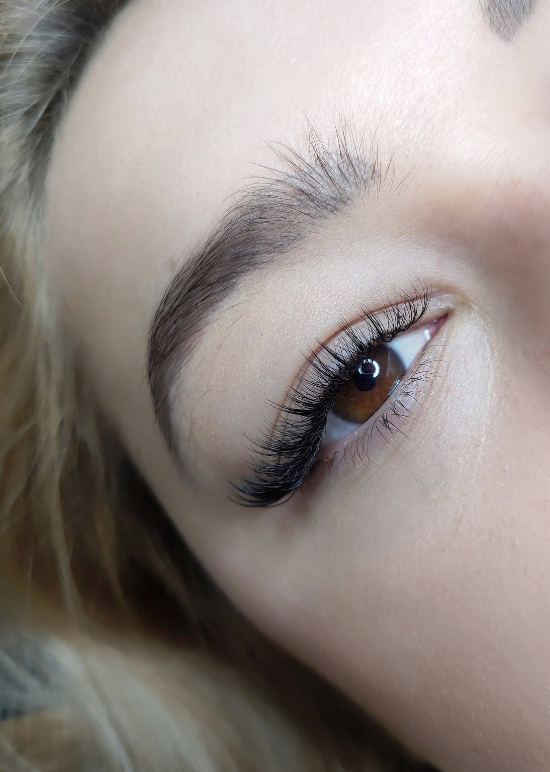 Close Up of Woman's Lash Extensions 
